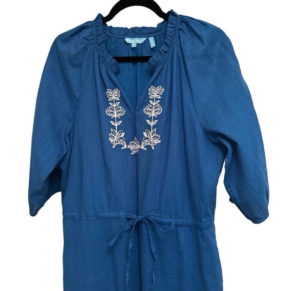 Draper James Blue 3/4 sleeve Midi Embroidered Dress- size M